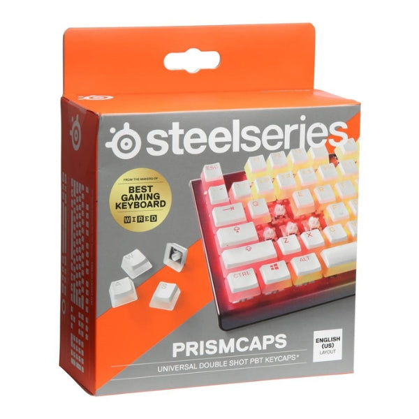 Keycaps - Gaming - SteelSeries - PRISMCAPS - White - Standard - Doubleshot - PBT - 104 - Piezas - RGB - Mechanical - Keyboards - 60203 - Blanco