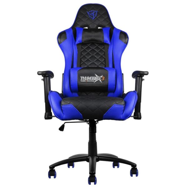 Silla Aerocool Gaming ThunderX3 TGC12 Ergonómica Reclinable con Soporte Lumbar y Cervical – NegroAzul