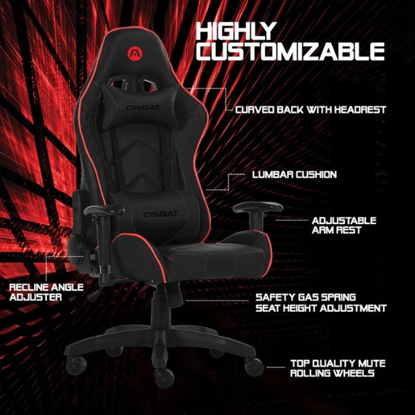 Silla - Gaming - Ergo FX - ARG-CH-9010BK - Ajustable - Reposabrazos 2D - Cojines Desmontables - Respaldo Alto - Negro