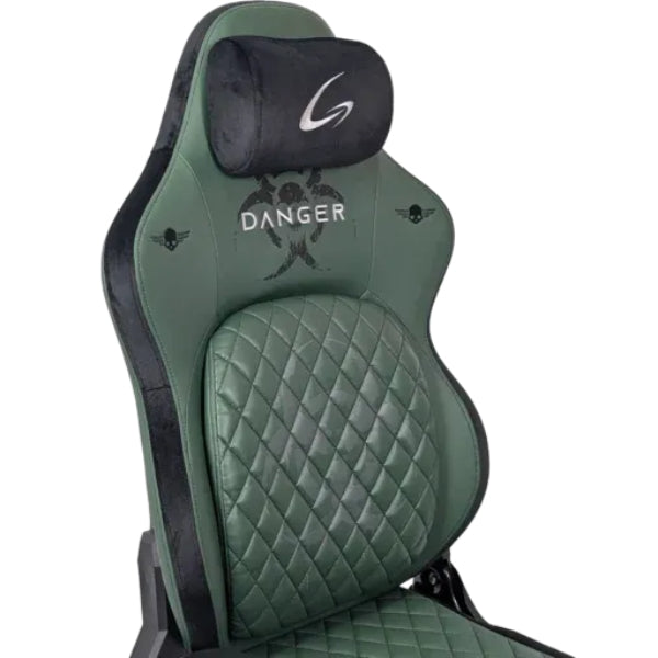 Silla - Gaming - Jemip - Danger - JPG-DANGER-BKVERDE - NegroVerde - Ergonomica - Reposacabezas - Soporte Lumbar - Reposabrazos 4D - Ajustable
