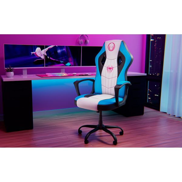 Silla Gaming Xtech Marvel Ghost Spider – Edición Especial con Respaldo Alto y Ajuste de Altura – Rosa y Aguamarina – XTF-MC100SG