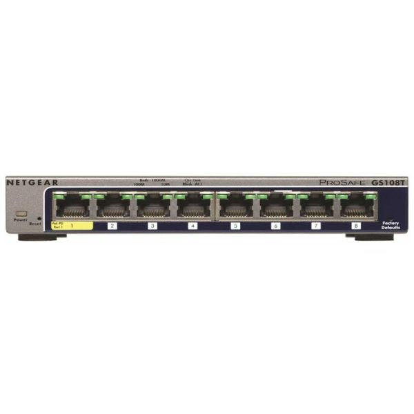 Switch Administrable NETGEAR ProSAFE GS108Tv3 Gigabit de 8 Puertos con Gestión en la Nube – GS108T-300NAS