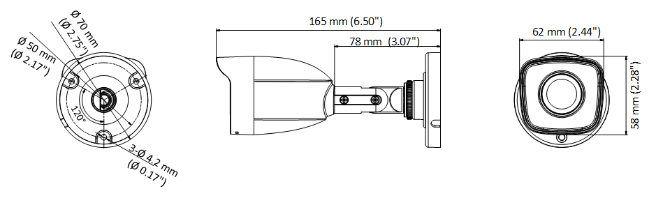 Cámara de Seguridad HiLook by Hikvision - Bala TURBOHD 5 Megapíxeles - Lente 2.8 mm (Gran Angular) - Exterior IP66 - IR 