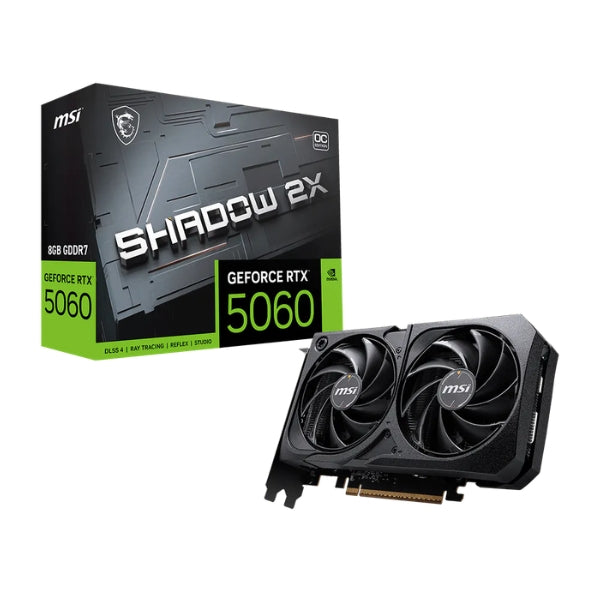 Tarjeta - De - Video - MSI - GeForce - RTX - 5060 - SHADOW - 2X - OC - 8GB - GDDR7 - 128-bit - DLSS - 4 - PCIe - 5.0 - Negro-box