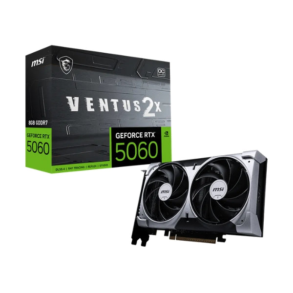 Tarjeta - De - Video - MSI - GeForce - RTX - 5060 - VENTUS - 2X - OC - 8GB - GDDR7 - 128-bit - DLSS - 4 - PCIe - 5.0 - Negro-box