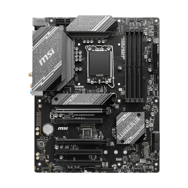 Tarjeta - Madre - MSI - B760 - GAMING - PLUS - WIFI - LGA1700 - Intel - B760 - DDR5 - 6800MHz - PCIe - 4.0 - WiFi - 6E - Negro-front
