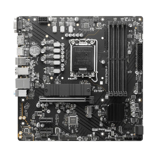 Tarjeta - Madre - MSI - PRO - B760M-P - Intel - B760 - LGA1700 - DDR5 - 6800MHz - 2xM.2 - PCIe 4.0 - Micro-ATX-front