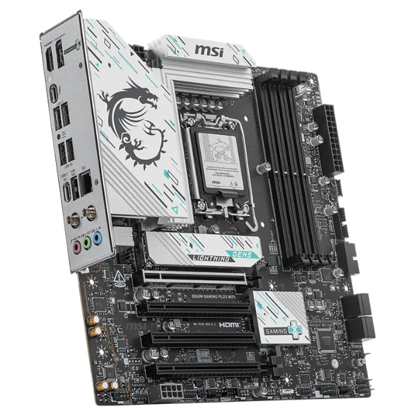 Tarjeta - Madre - MSI - PRO - B860M - GAMING - PLUS - WIFI - 7 - LGA1851 - Intel - B860 - DDR5 - 8800MTs - PCIe - 5.0 - WiFi - 7 - Negro-diagonal