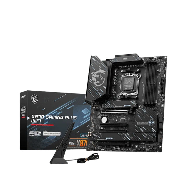 Tarjeta - Madre - MSI - X870 - GAMING - PLUS - WIFI - AM5 - AMD - X870 - DDR5 - 8200MTs - PCIe - 5.0 - WiFi - 7 - Negro-box