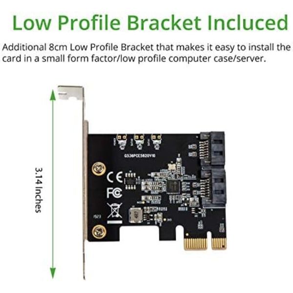 Tarjeta controladora I/O CREST de 2 puertos SATA III Pci-E 3.0 X1 (chipset Jmicro), añade dos dispositivos SATA 3.0