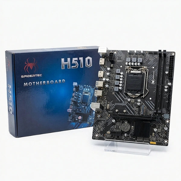Tarjeta Madre - Spidertec - AEGIS H510 - Socket LGA1200 - 10-11 Gen Intel - 2xDDR4 3200MHz - 2xSATA - 1xM.2 - 4xUSB 3.2 - 4xUSB 2.0 - HDMI - DisplayPort - Micro-ATX