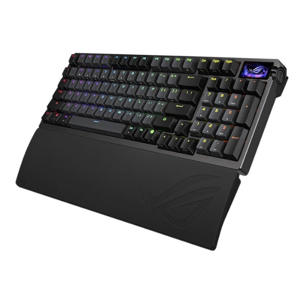 Teclado - Gaming - ASUS - ROG - Azoth - 96 - HE - Wireless - Hall - Effect - Magnético - 96% - Cableado - USB - Bluetooth - RGB - ROG - HFX - V2 - Magnetic - Hot - Swappable - OLED - Touchscreen - 8000Hz - 97 - Teclas - AZOTH96HE/B/PBT - Negro