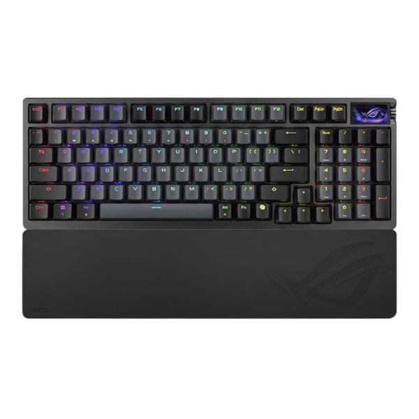 Teclado - Gaming - ASUS - ROG - Azoth - 96 - HE - Wireless - Hall - Effect - Magnético - 96% - Cableado - USB - Bluetooth - RGB - ROG - HFX - V2 - Magnetic - Hot - Swappable - OLED - Touchscreen - 8000Hz - 97 - Teclas - AZOTH96HE/B/PBT - Negro
