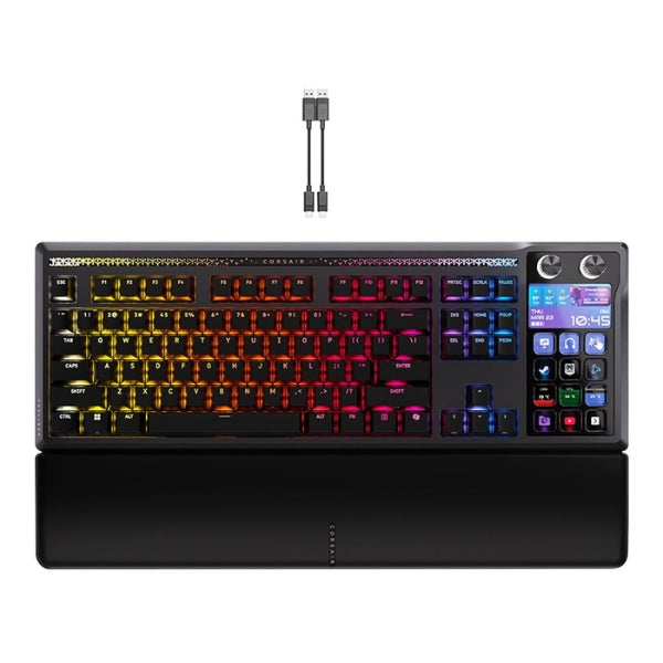 Teclado - Gaming - Corsair - Galleon - 100 - SD - Stream - Deck - Integrated - Mecánico - Cableado - USB-C - RGB - CORSAIR - MLX - Pulse - Hot - Swappable - LCD - 5 - Pulgadas - 99 - Teclas - CH-912A31I-NA - Negro
