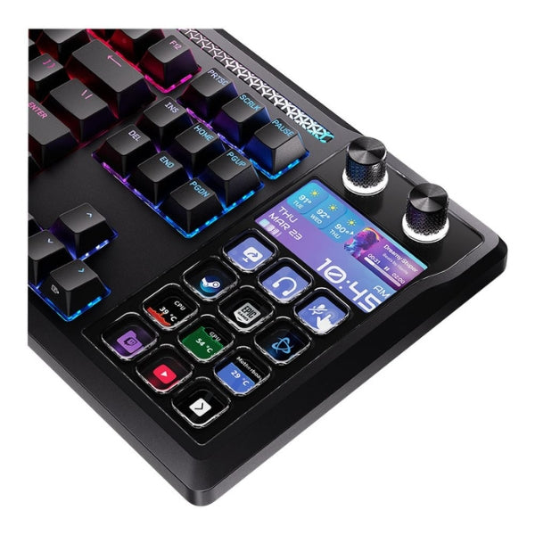 Teclado - Gaming - Corsair - Galleon - 100 - SD - Stream - Deck - Integrated - Mecánico - Cableado - USB-C - RGB - CORSAIR - MLX - Pulse - Hot - Swappable - LCD - 5 - Pulgadas - 99 - Teclas - CH-912A31I-NA - Negro