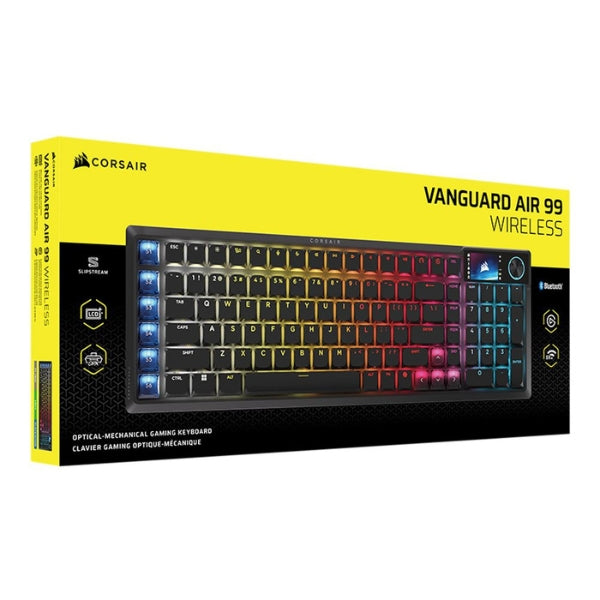 Teclado - Gaming - Corsair - VANGUARD - AIR - 99 - Wireless - Óptico - Low - Profile - Cableado - USB - Bluetooth - RGB - CORSAIR - OPX - Optical - NKRO - LCD - Stream - Deck - 108 - Teclas - CH-91HA01B-NA - Negro