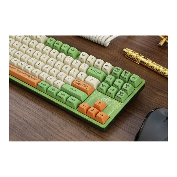 Teclado - Gaming - Drop - ENTR - The - Lord - of - the - Rings - Elven - Mecánico - TKL - Cableado - USB - White - Backlit - Gateron - Holy - Panda - X - Tactile - NKRO - 87 - Teclas - MDX-37875-1 - Verde