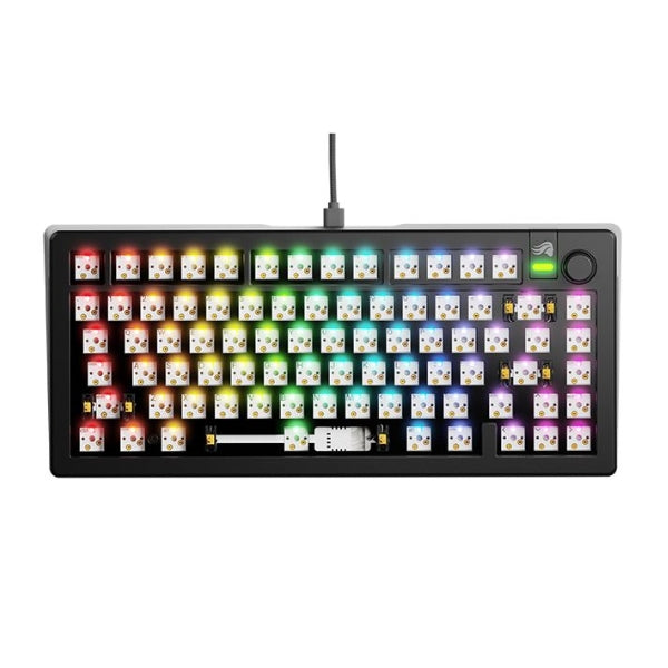Teclado - Gaming - Glorious - GMMK - 3 - 75% - Barebones - Mecánico - Cableado - USB - RGB - Hot - Swappable - Knob - Modular - 81 - Teclas - GMMK3-75-BB-W-B - Negro