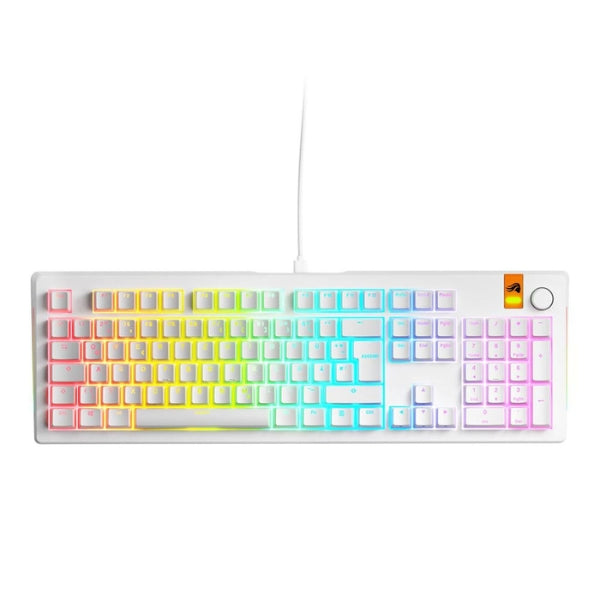 Teclado - Gaming - Glorious - GMMK - 3 - HE - 100% - Prebuilt - Cableado - USB - RGB - Hot-Swappable - con - Switches - Hall - Effect - Fox - Linear - MK3100PBHEWWHT - Blanco