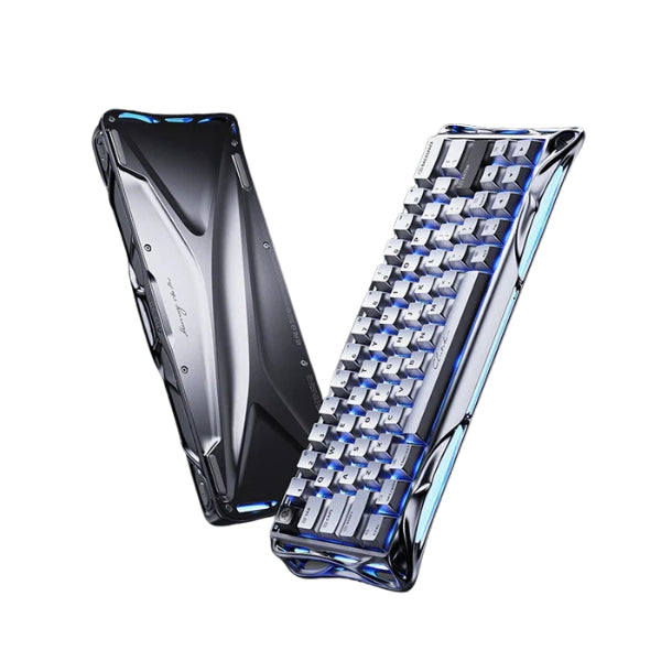 Teclado - Gaming - GravaStar - Mercury - V60 - Pro - Hall - Effect - Magnetic - 60% - Cableado - USB - Rainbow - RGB - Gateron - Jade - Magnetic - 8000Hz - 64 - Teclas - GS V60 PRO_XTAL - Chrome - Silver
