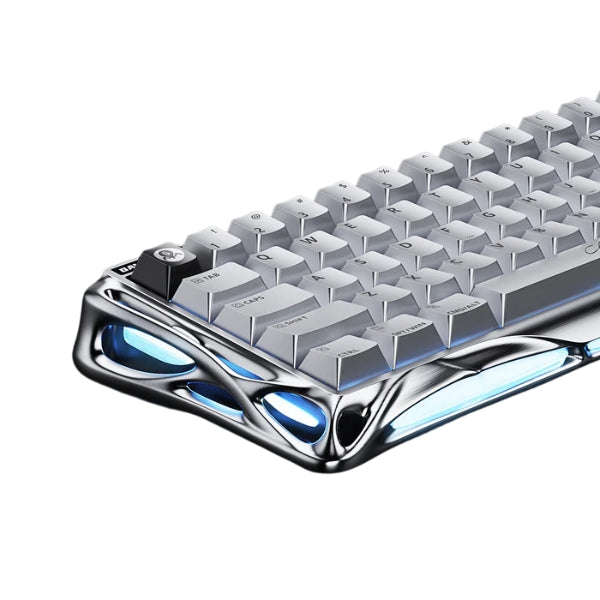 Teclado - Gaming - GravaStar - Mercury - V60 - Pro - Hall - Effect - Magnetic - 60% - Cableado - USB - Rainbow - RGB - Gateron - Jade - Magnetic - 8000Hz - 64 - Teclas - GS V60 PRO_XTAL - Chrome - Silver
