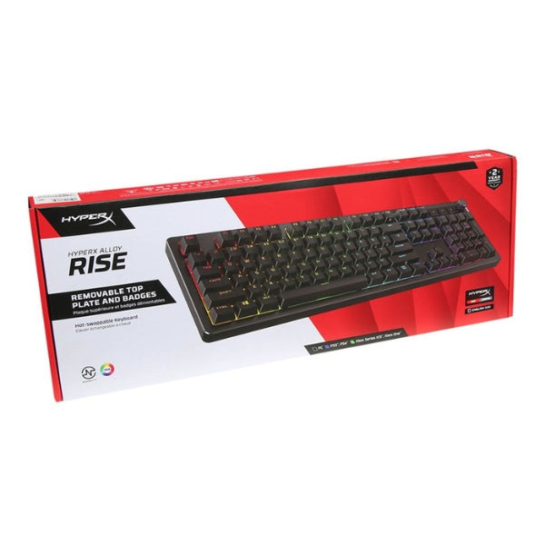 Teclado - Gaming - HyperX - Alloy - Rise - Full - Size - Cableado - RGB - Hot-Swap - con - Switches - HyperX - Red - Linear - 7G7A3AA#ABA - Negro