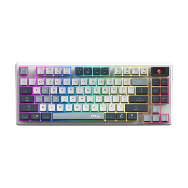 Teclado - Gaming - MSI - Forge - GK600 - TKL - Wireless - Mecánico - RGB - 2.4GHz - Bluetooth - USB - Tipo - C - Switches - Hot - Swap - Inglés - Blanco - Gris--