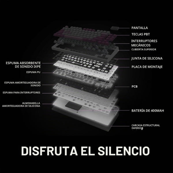 Teclado Gamer MSI FORGE GK600 TKL Wireless Mecánico RGB - Switches Lineales Hot Swap - Bluetooth 2.4GHz USB Tipo-C - Inglés - Violeta Blanco - S11-43CEP01-HH9