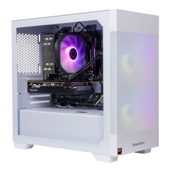 Teclado - Gaming - PowerSpec - G529 - AMD Ryzen 5 7600X - AMD Radeon RX 7600 - 16GB DDR5 - 1TB SSD - Windows 11 Home - 205M Mesh Glass - 650W - Blanco