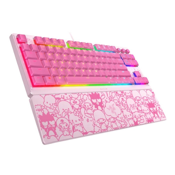 Teclado - Gaming - Razer - Ornata - V3 - Hello - Kitty - and - Friends - Edition - Low - Profile - Mecha - Membrane - Cableado - USB - Chroma - RGB - Anti - Ghosting - Wrist - Rest - 108 - Teclas - RZ03-04881900-R - Rosado