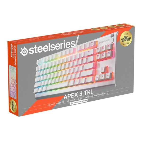 Teclado - Gaming - SteelSeries - Apex - 3 - TKL - Membrane - Cableado - Rainbow - RGB - NKRO - 84 - Teclas - 64819 - Blanco
