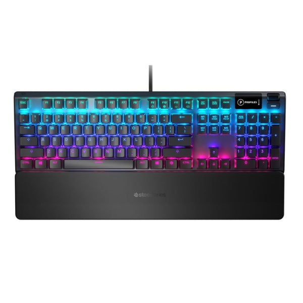 Teclado - Gaming - SteelSeries - Apex - 5 - RGB - Cableado - USB - OLED - Smart - Display - Hybrid - Blue - NKRO - USB - Passthrough - Wrist - Rest - 106 - Teclas - 64532 - Negro