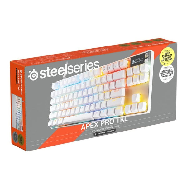 Teclado - Gaming - SteelSeries - Apex - Pro - TKL - Gen - 3 - Cableado - RGB - con - Switches - OmniPoint - 3.0 - 64898 - Blanco