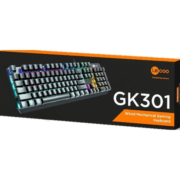 Teclado Mecánico Lenovo Lecoo GK301 USB - RGB - Panel Metálico - Negro