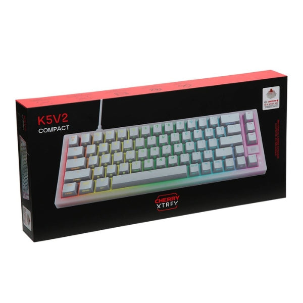 Teclado Gaming Cableado K5V2 RGB Compact 65% Mecánico con Switches CHERRY MX2A Red - K5V2-RGB-CPT-TP - Blanco