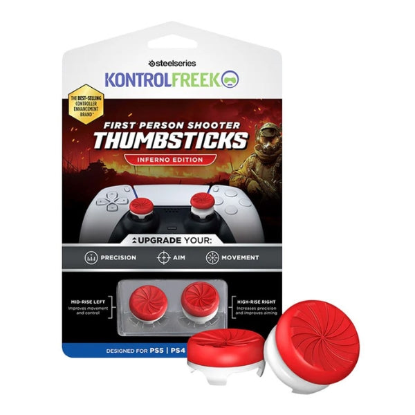 Thumbsticks - Gaming - KontrolFreek - FPS - Freek - Inferno - PlayStation - 4 - PlayStation - 5 - High - Rise - Mid - Rise - 6150-PS5 - Rojo - Blanco