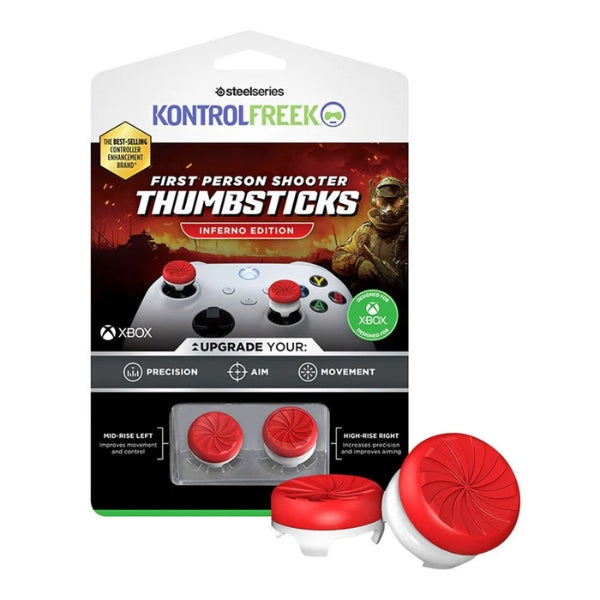 Thumbsticks - Gaming - KontrolFreek - FPS - Freek - Inferno - Xbox - One - Xbox - Series - X - Xbox - Series - S - High - Rise - Mid - Rise - 6150-XBX - Rojo - Blanco