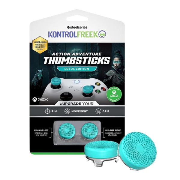 Thumbsticks - Gaming - KontrolFreek - Lotus - Xbox - One - Xbox - Series - X - Xbox - Series - S - 2 - Mid - Rise - Concave - 7102-XBX - Teal - Clear