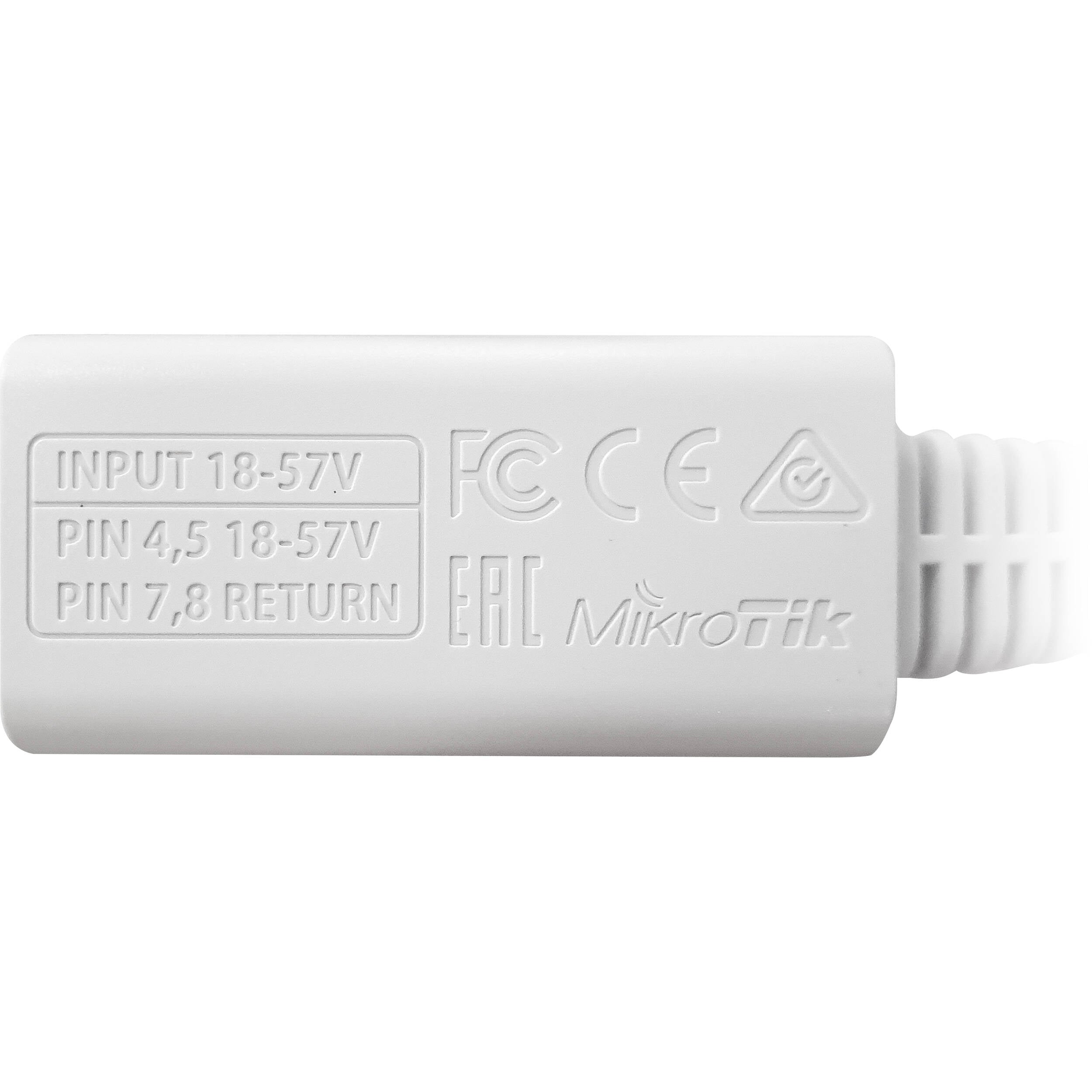 Accesorios de Redes MikroTik RBGPOE Gigabit PoE Injector - vista frontal