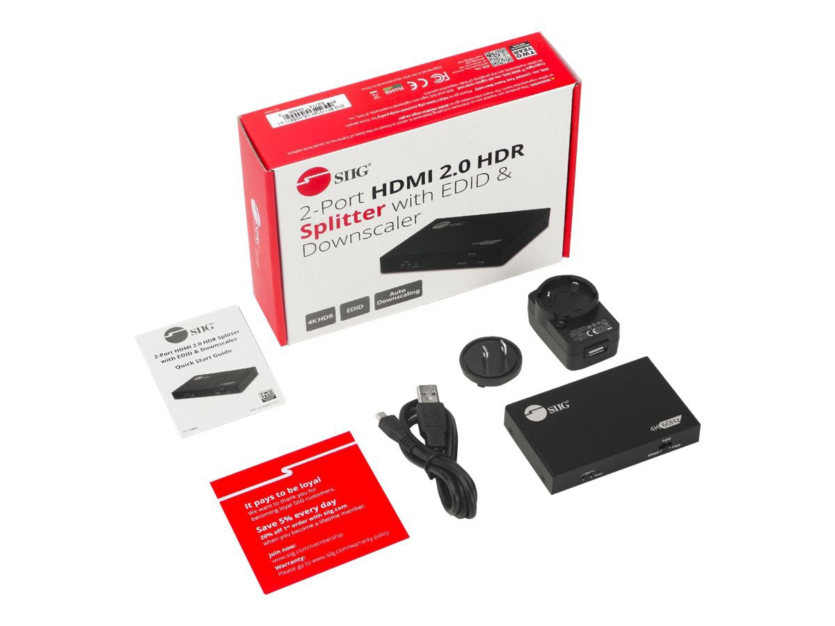 Accesorios de Redes SIIG 2 Port HDMI 4K HDR Splitter - vista 5