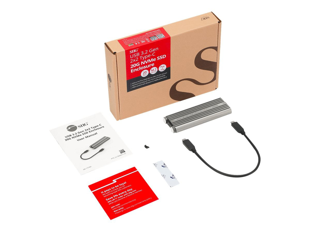 Accesorios de Redes SIIG USB 3.2 Gen 2x2 Type-C 20G PCIe NVMe SSD Enclosure - vista 3
