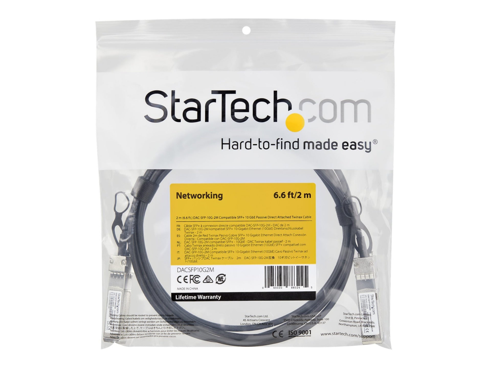 Accesorios de Redes StarTech.com StarTech 2m SFP+ to SFP+ Direct Attach Cable - vista 3