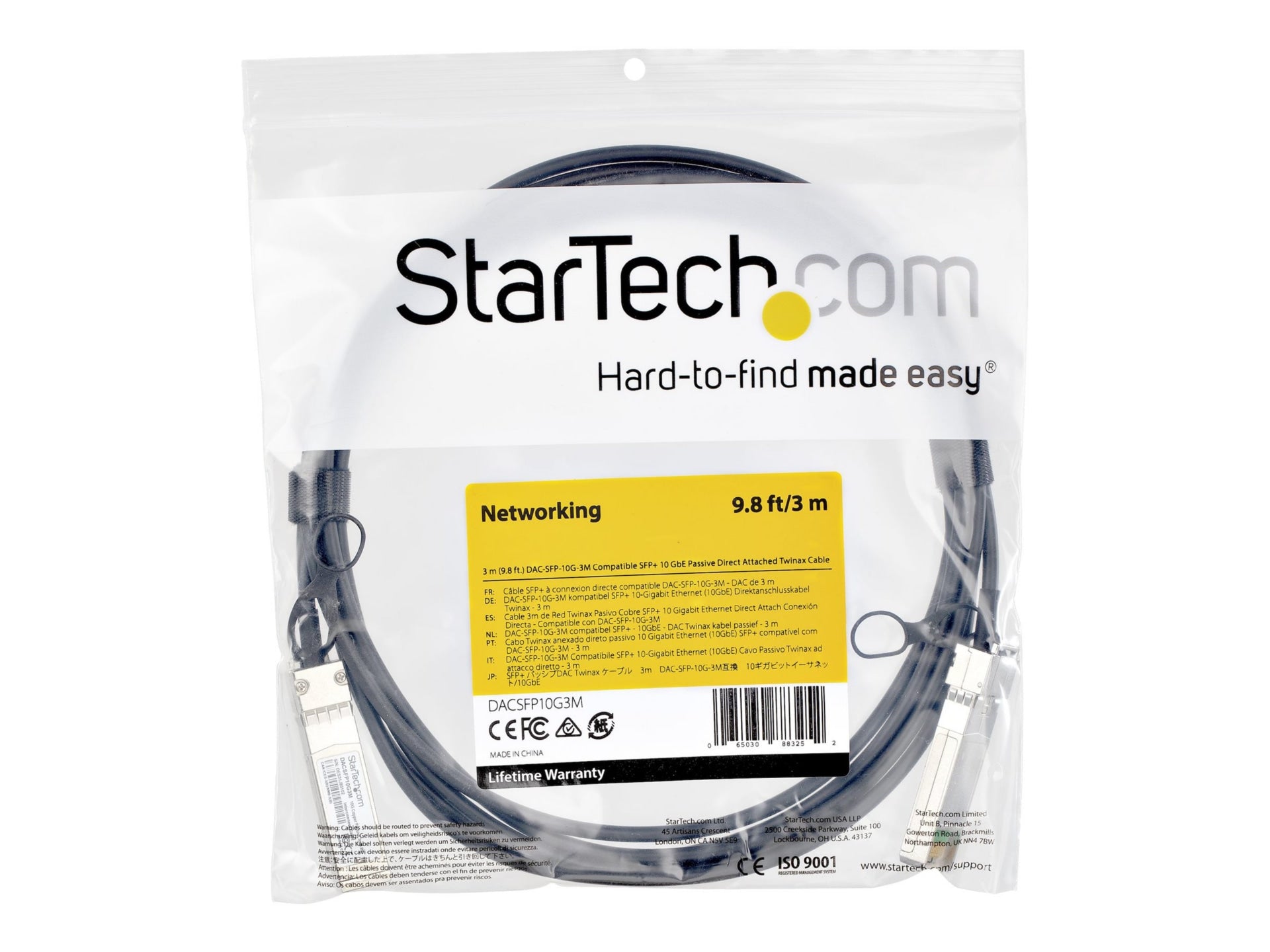 Accesorios de Redes StarTech.com StarTech 3m SFP+ to SFP+ Direct Attach Cable - vista 3