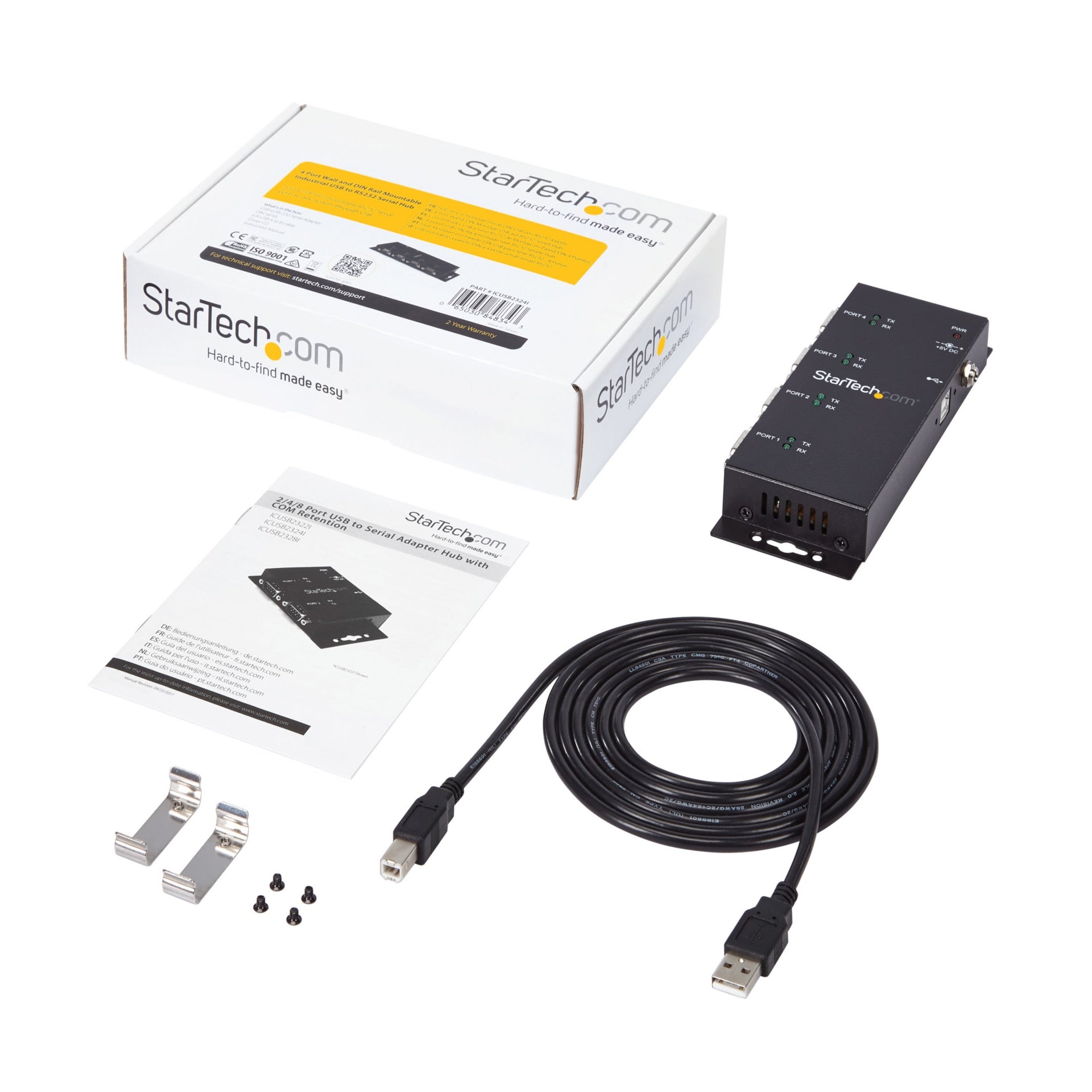 Accesorios de Redes StarTech.com StarTech USB to Serial Adapter Hub 4 Port Industrial Wall Mount Din Rail COM  - vista 4
