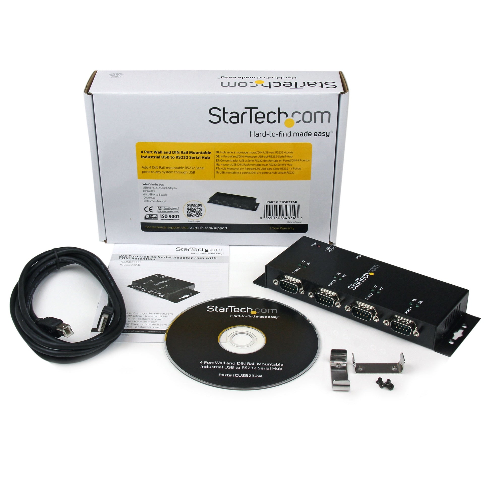 Accesorios de Redes StarTech.com StarTech USB to Serial Adapter Hub 4 Port Industrial Wall Mount Din Rail COM  - vista 5