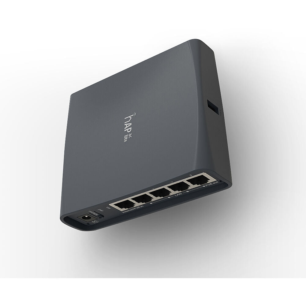 Access Point MikroTik hAP ac lite TC AC750 Dual-Band Wi-Fi 5 Access Point - puertos y conexiones