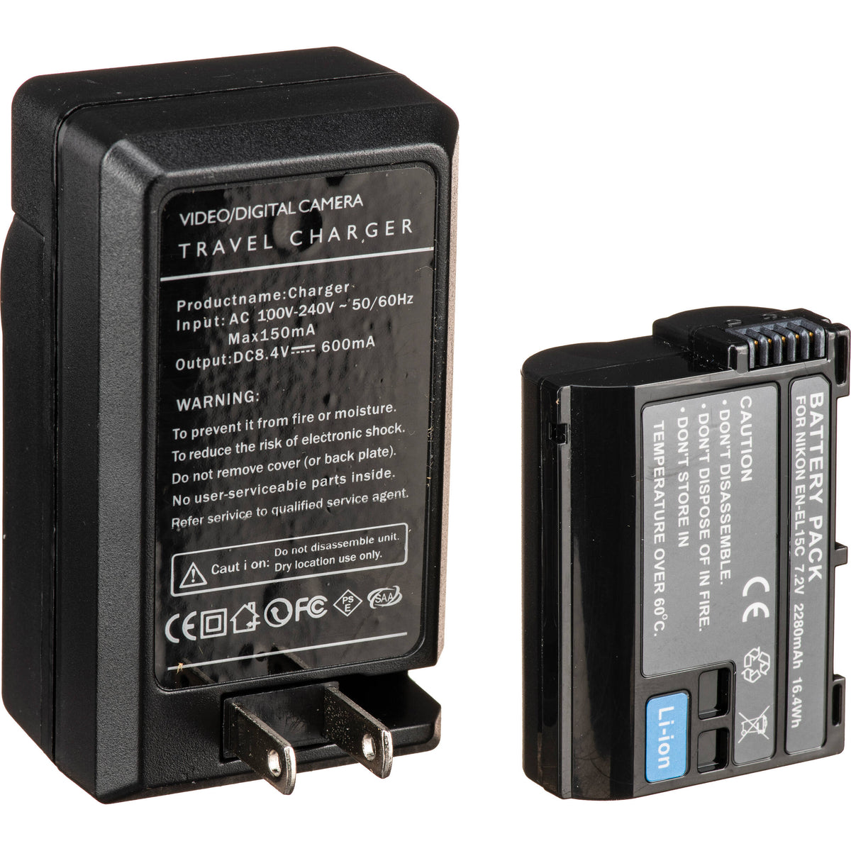 Adaptador de Corriente Bescor ENEL15 ,, Coupler & Kit para Select Nikon Cameras - vista frontal