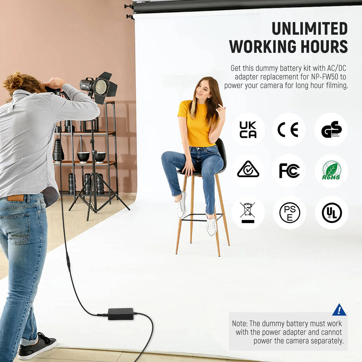 Adaptador de Corriente Neewer Sony NP-FW50 Dummy AC Kit - vista lateral