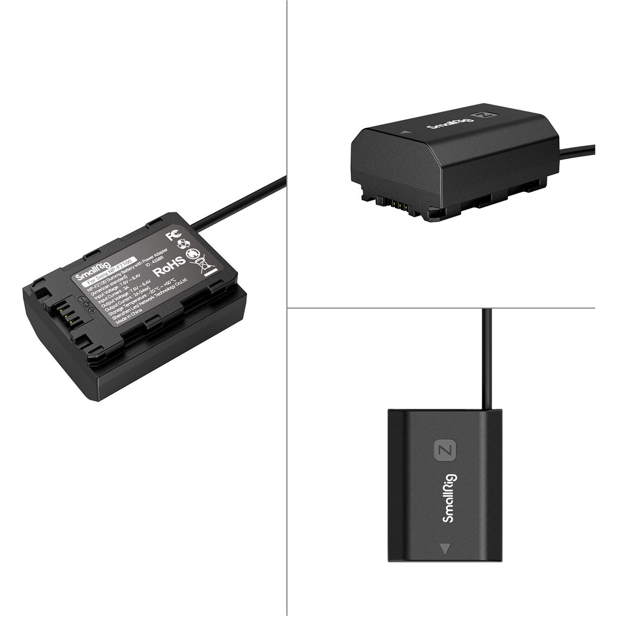 Adaptador de Corriente SmallRig 4268B Sony NP-FZ100 Dummy con - vista trasera