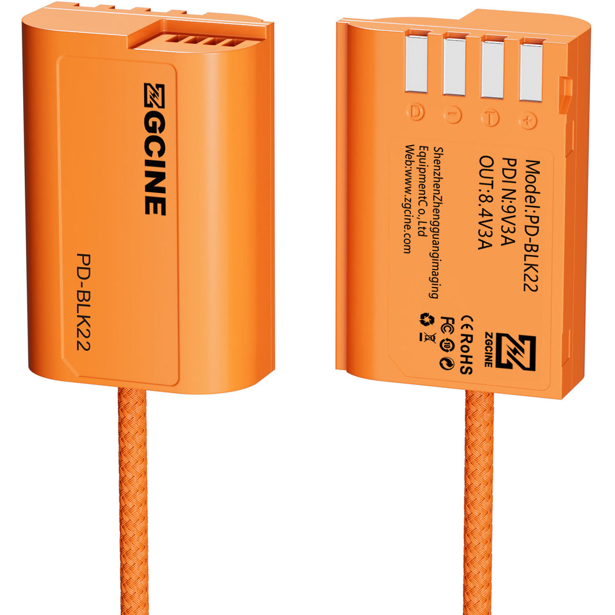 Adaptador de Corriente ZGCINE PD-BLK22 USB-C to DMW-BLK22 Braided Dummy Cable (23.6") - vista principal
